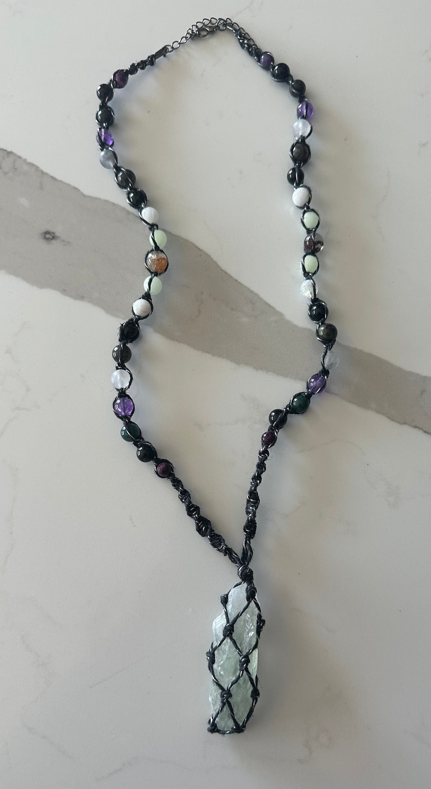 Green Amethyst Hemp Necklace