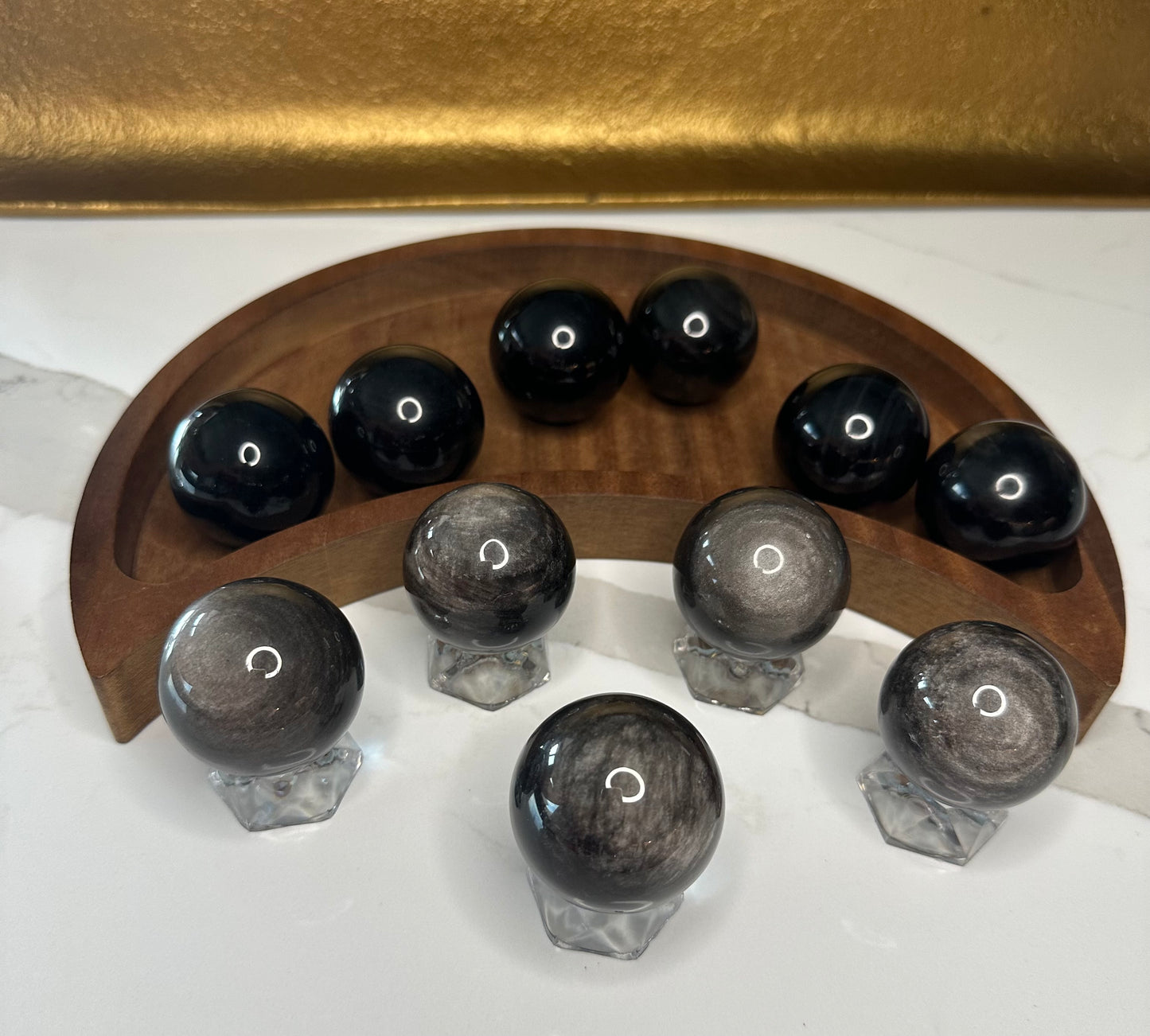 Silver Sheen Obsidian Spheres