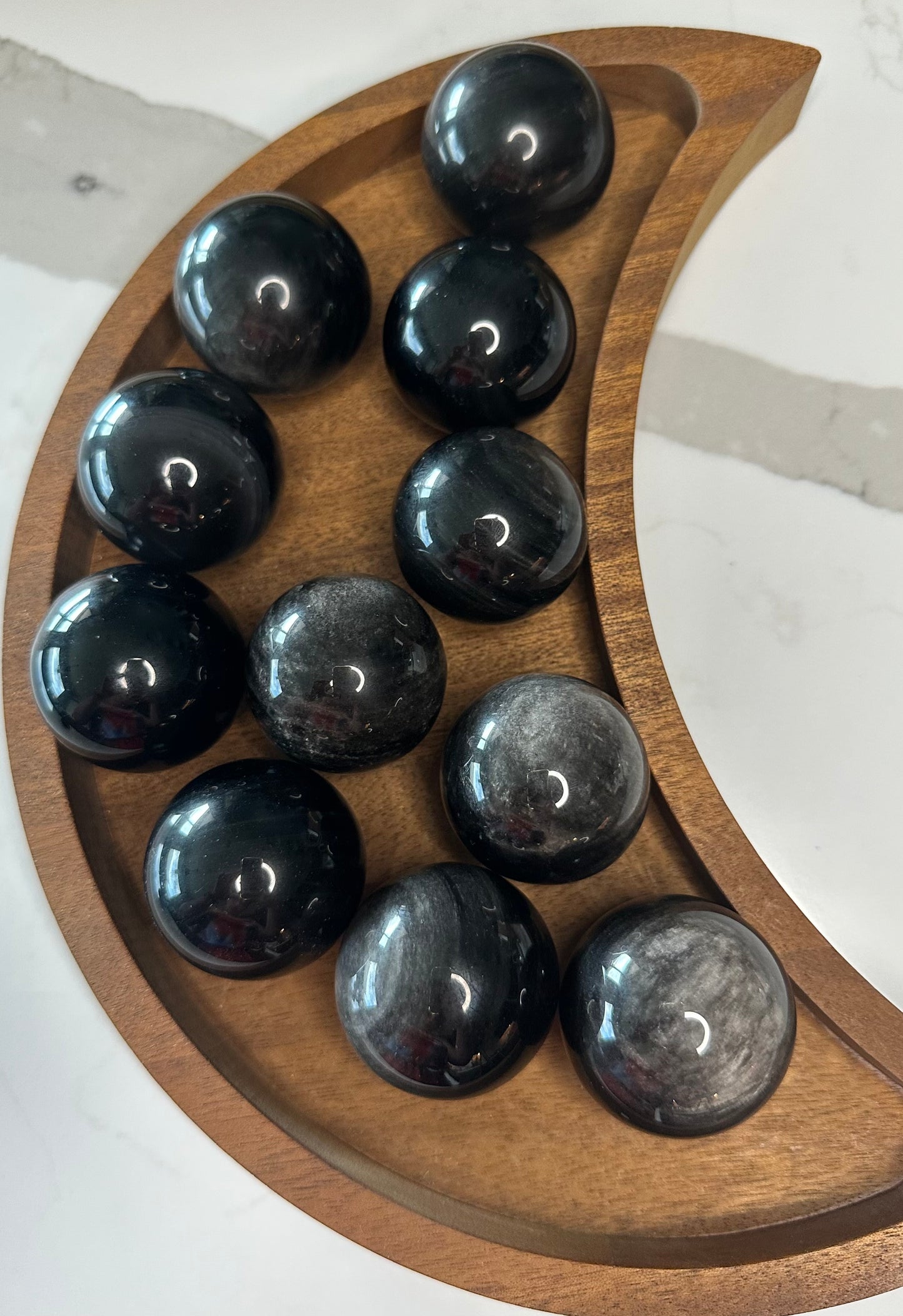 Silver Sheen Obsidian Spheres