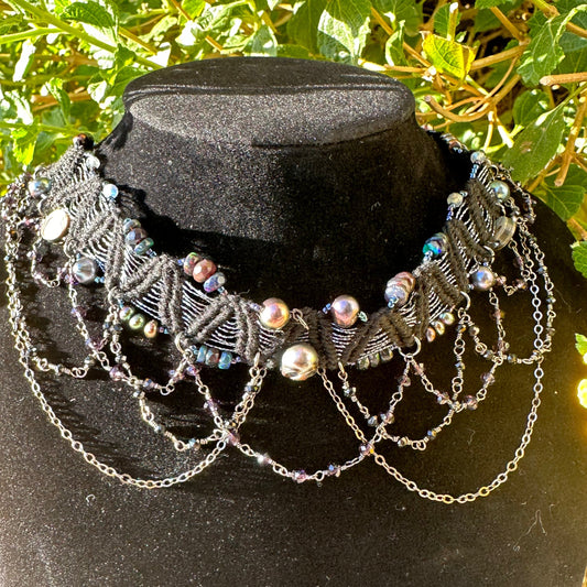 Black Pearl Skull Choker