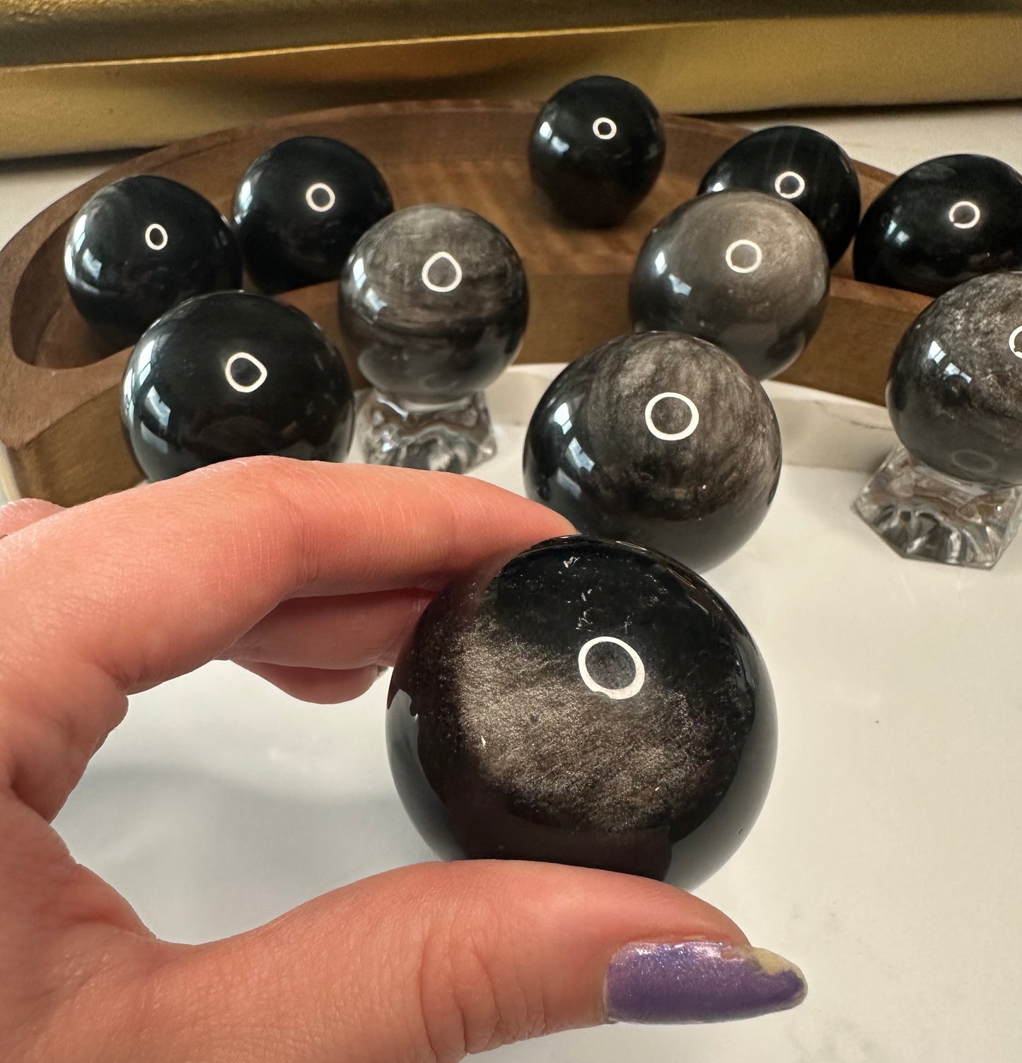 Silver Sheen Obsidian Spheres