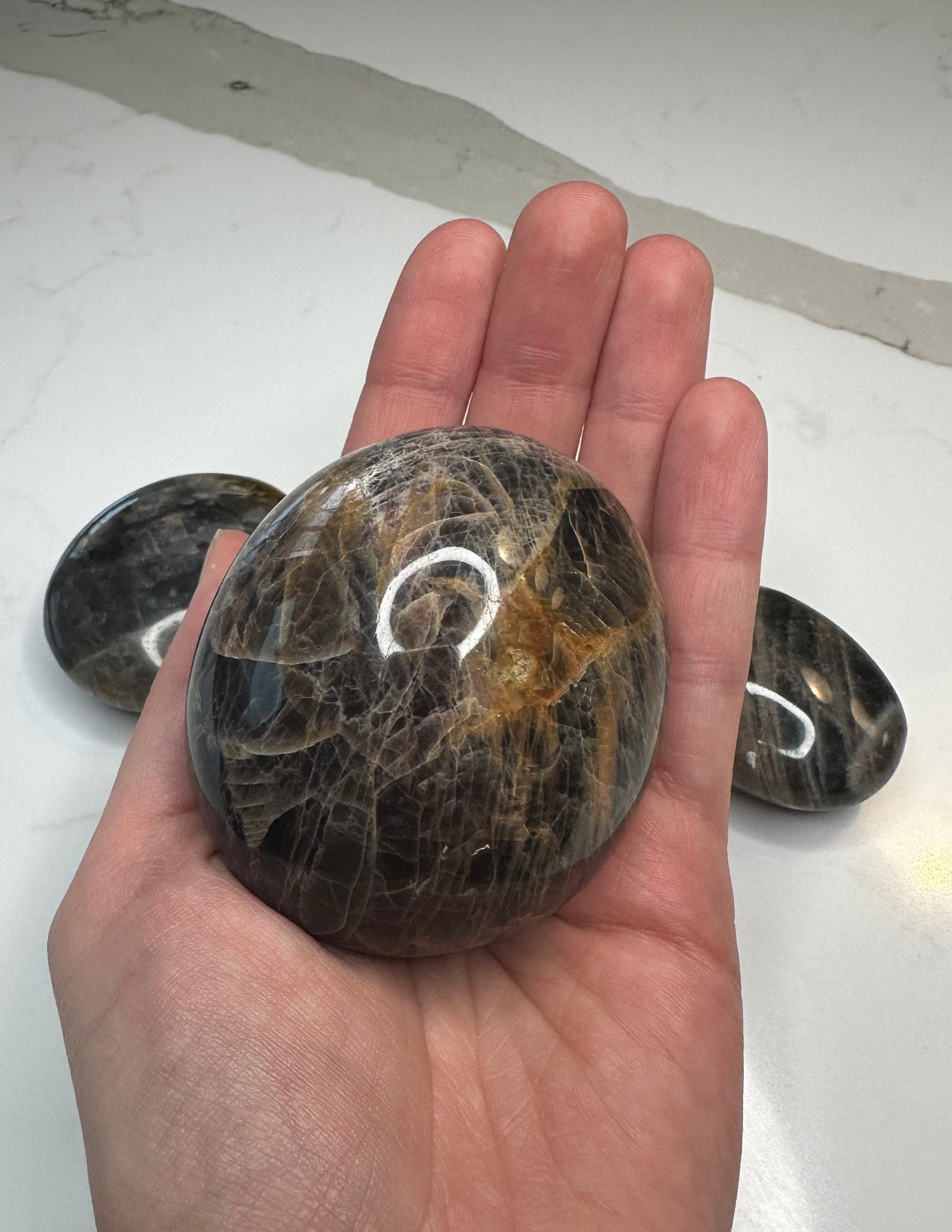 Black Moonstone Palm Stone
