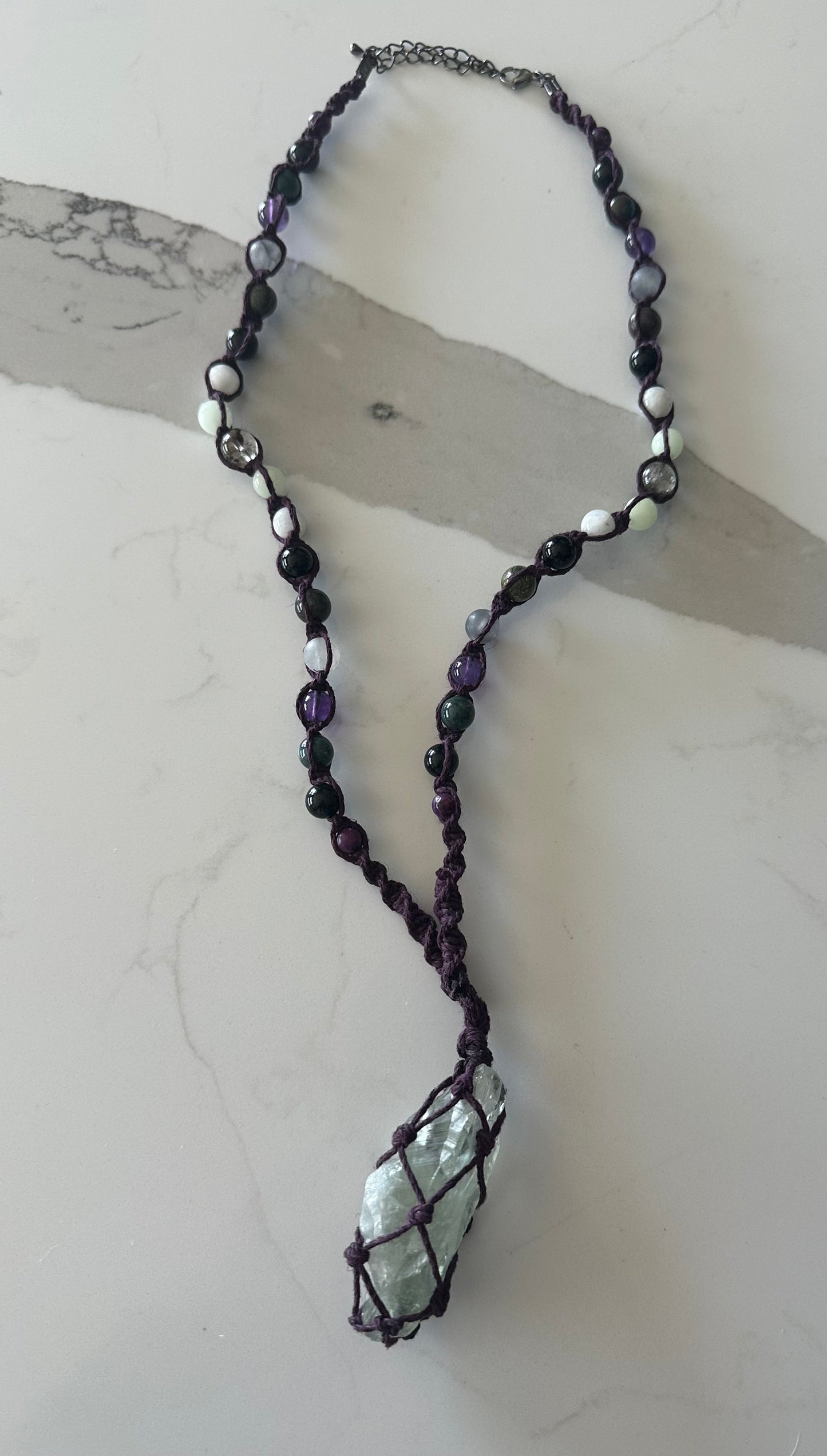 Green Amethyst Hemp Necklace