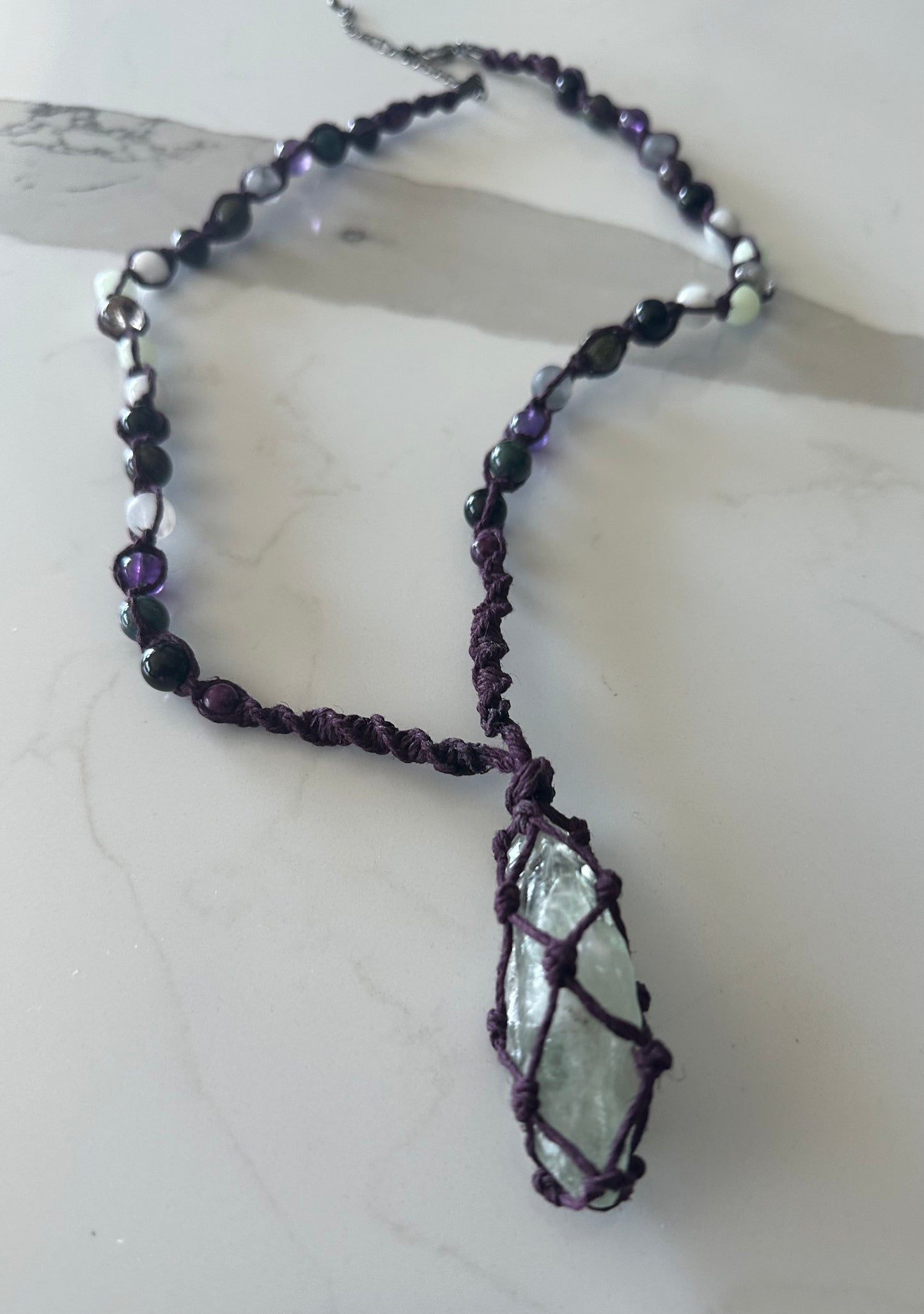 Green Amethyst Hemp Necklace