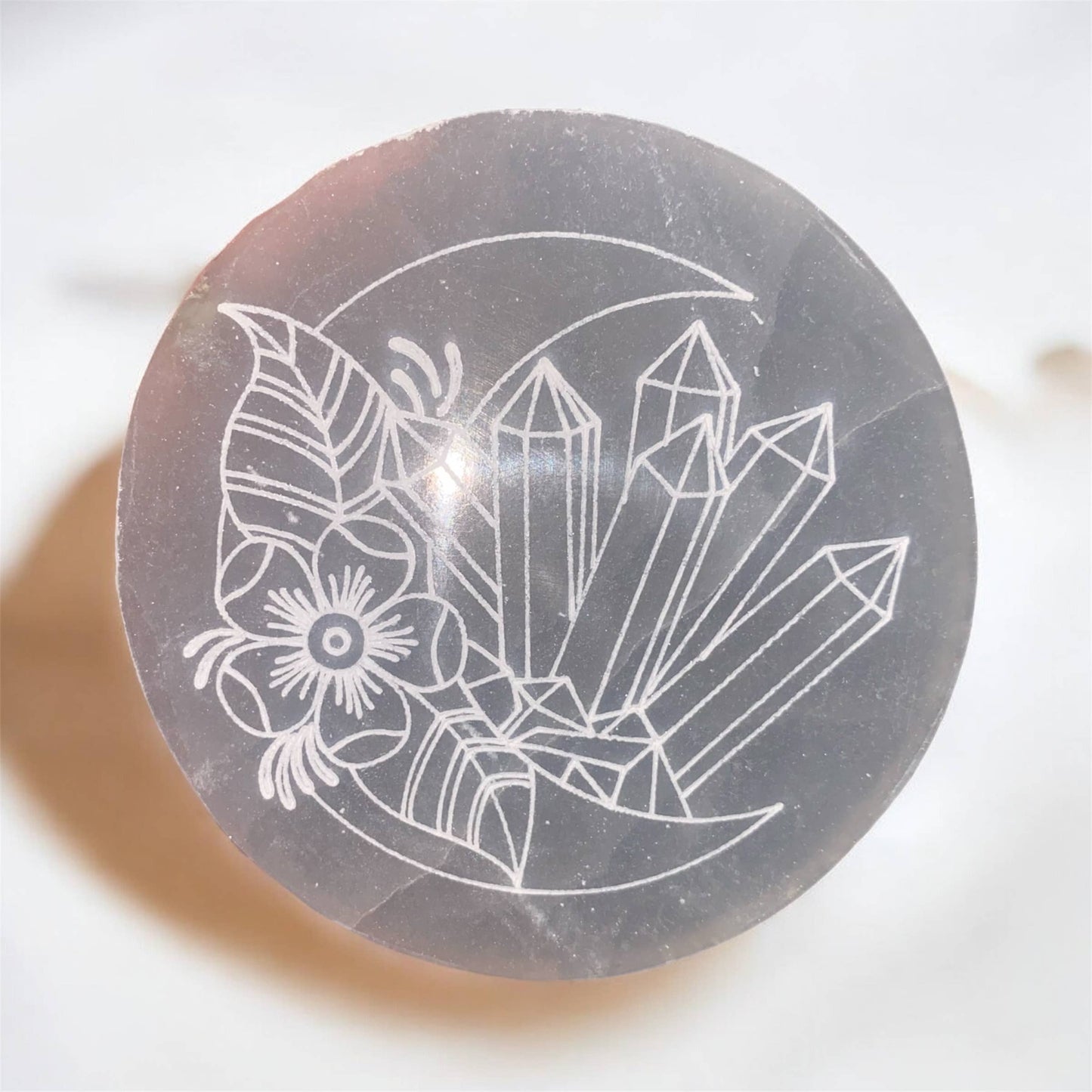 Selenite Moon Crystal Charging Plate