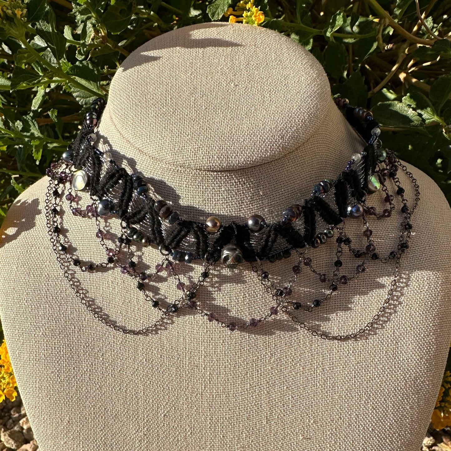 Black Pearl Skull Choker