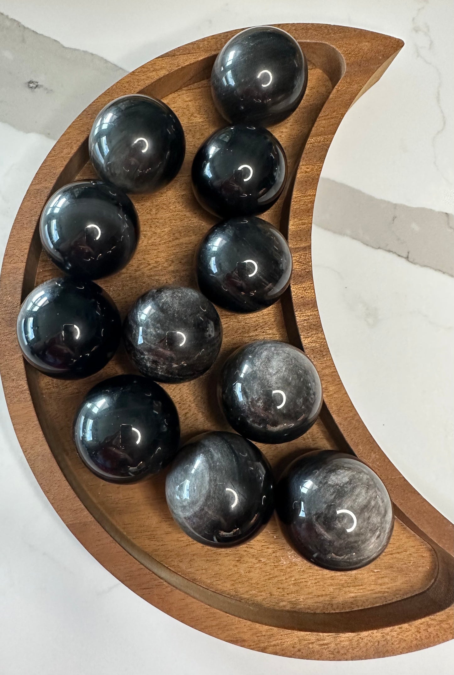 Silver Sheen Obsidian Spheres