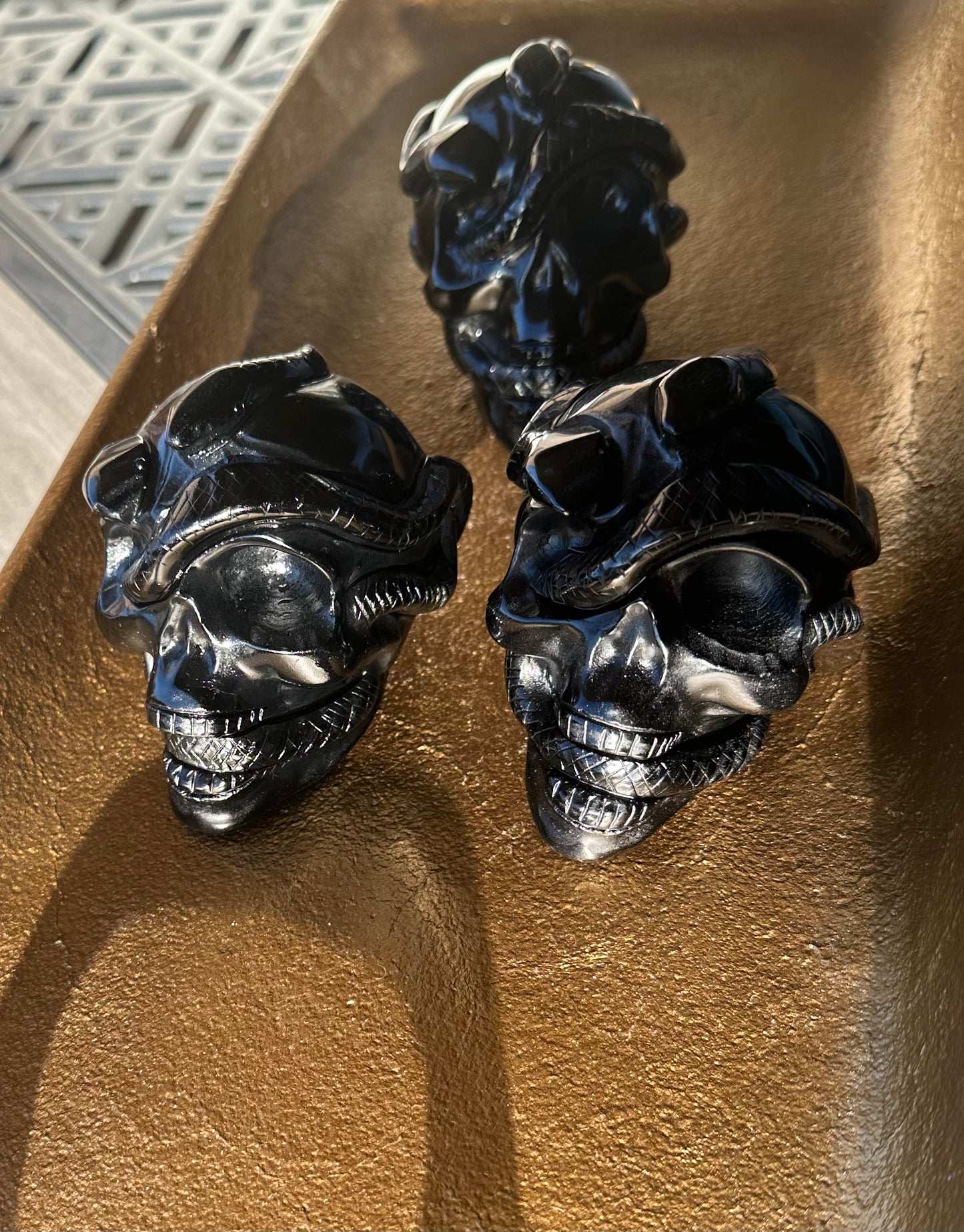 Black Obsidian Snake Skull
