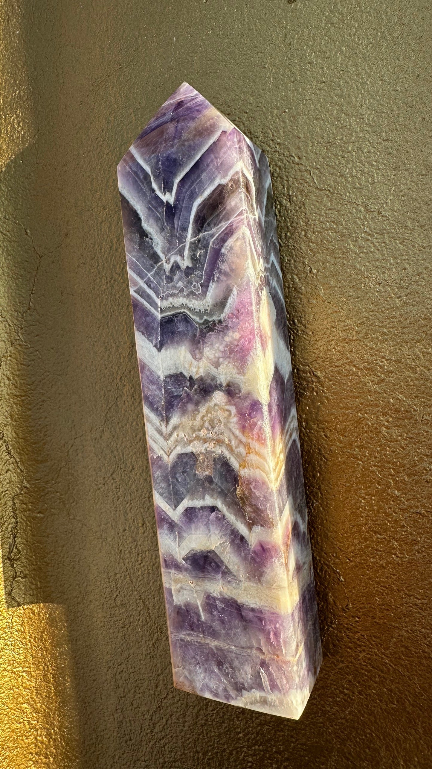 Large Chevron Amethyst Obelisk