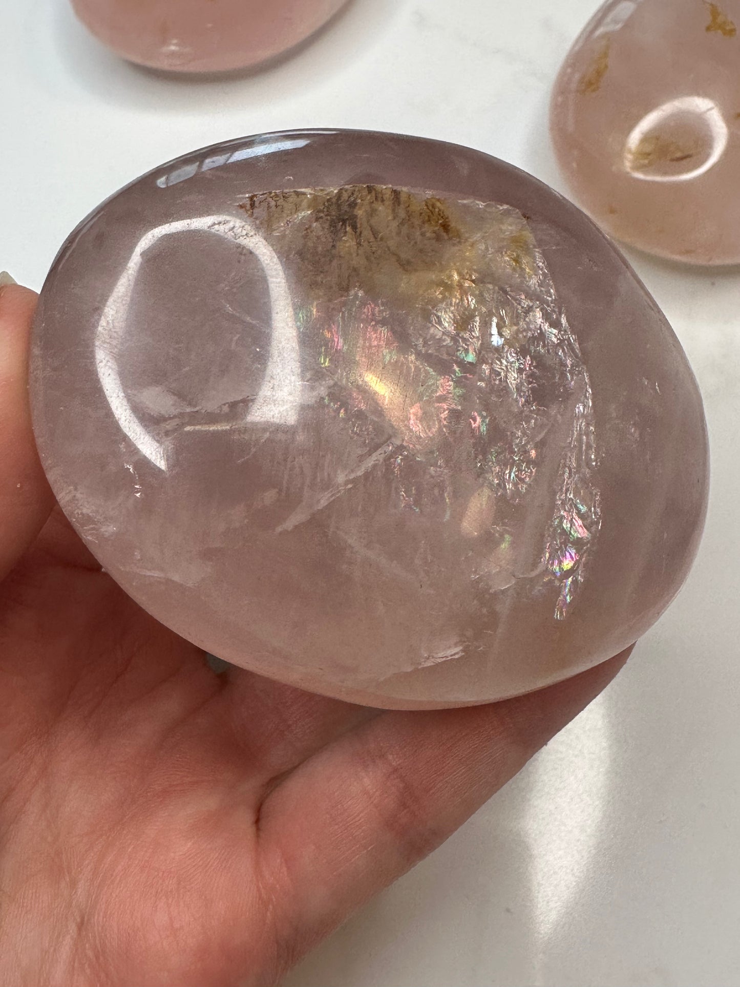 Gemmy Rose Quartz Palm Stone