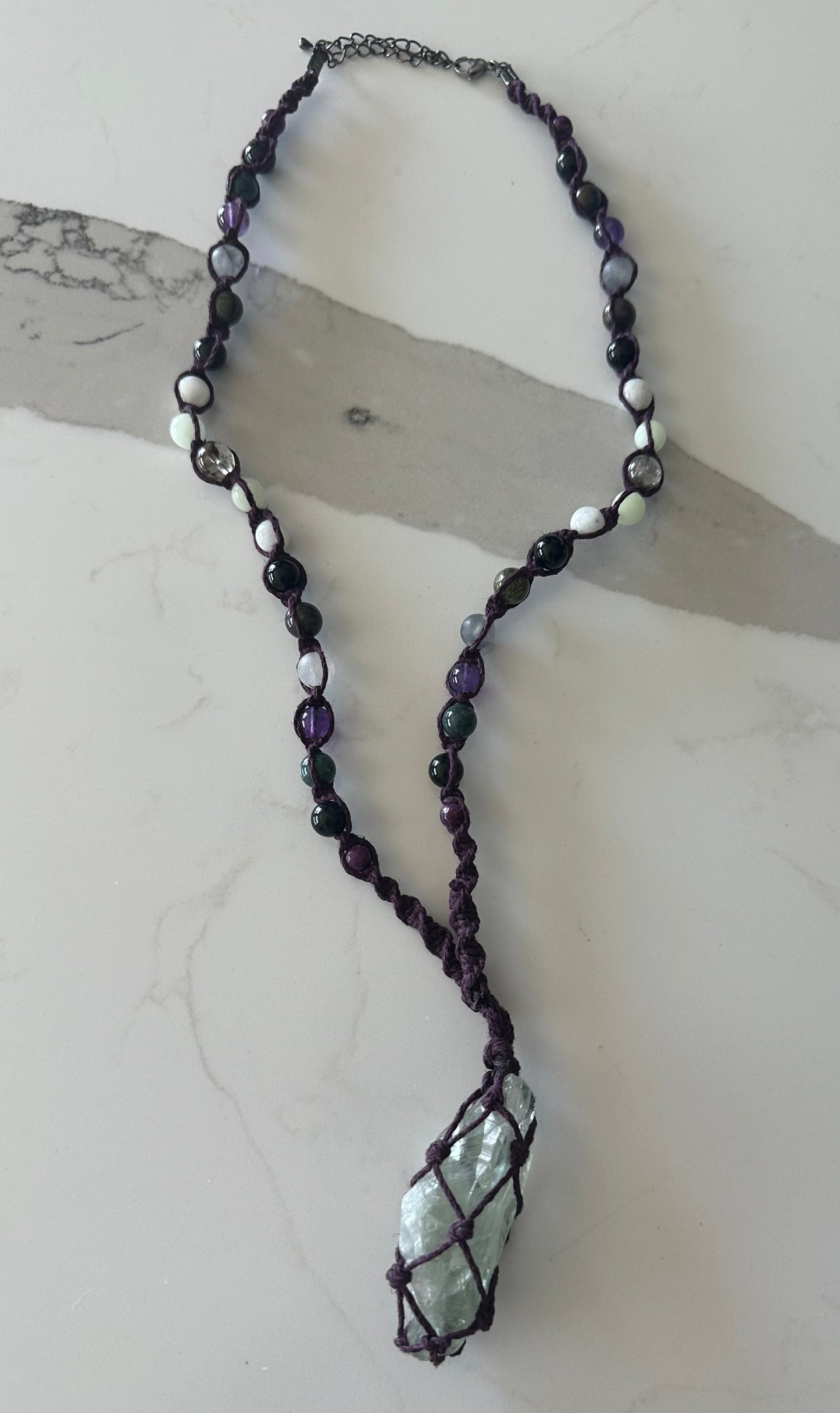 Green Amethyst Hemp Necklace