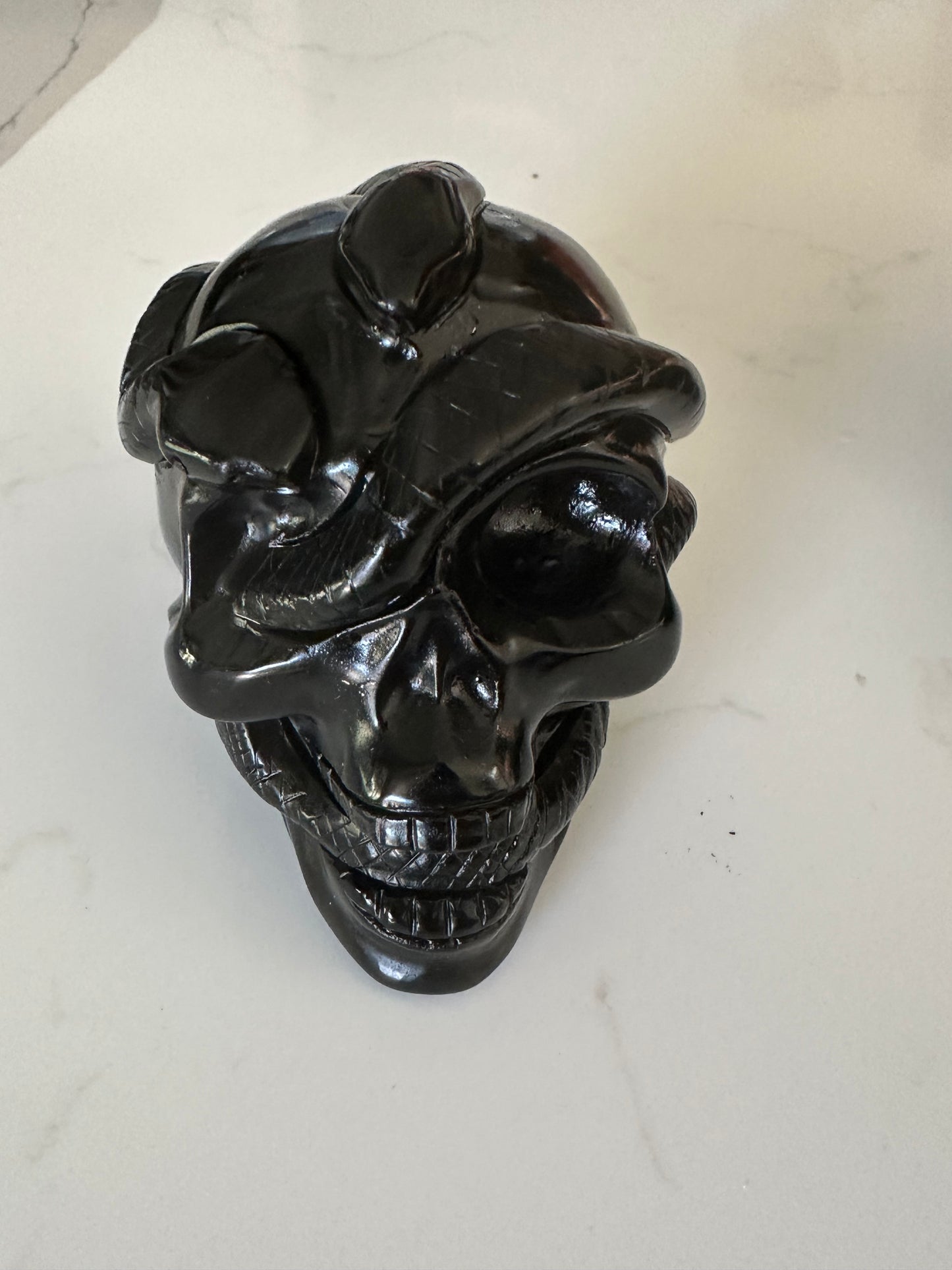 Black Obsidian Snake Skull