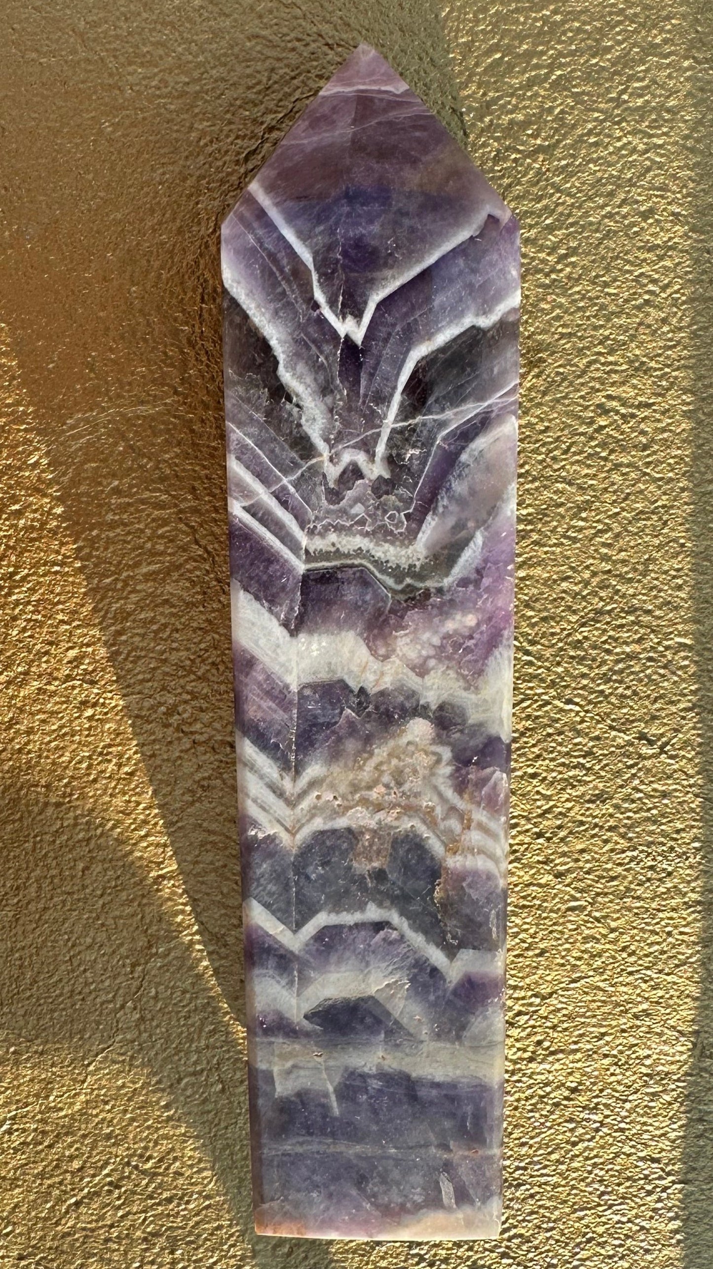 Large Chevron Amethyst Obelisk