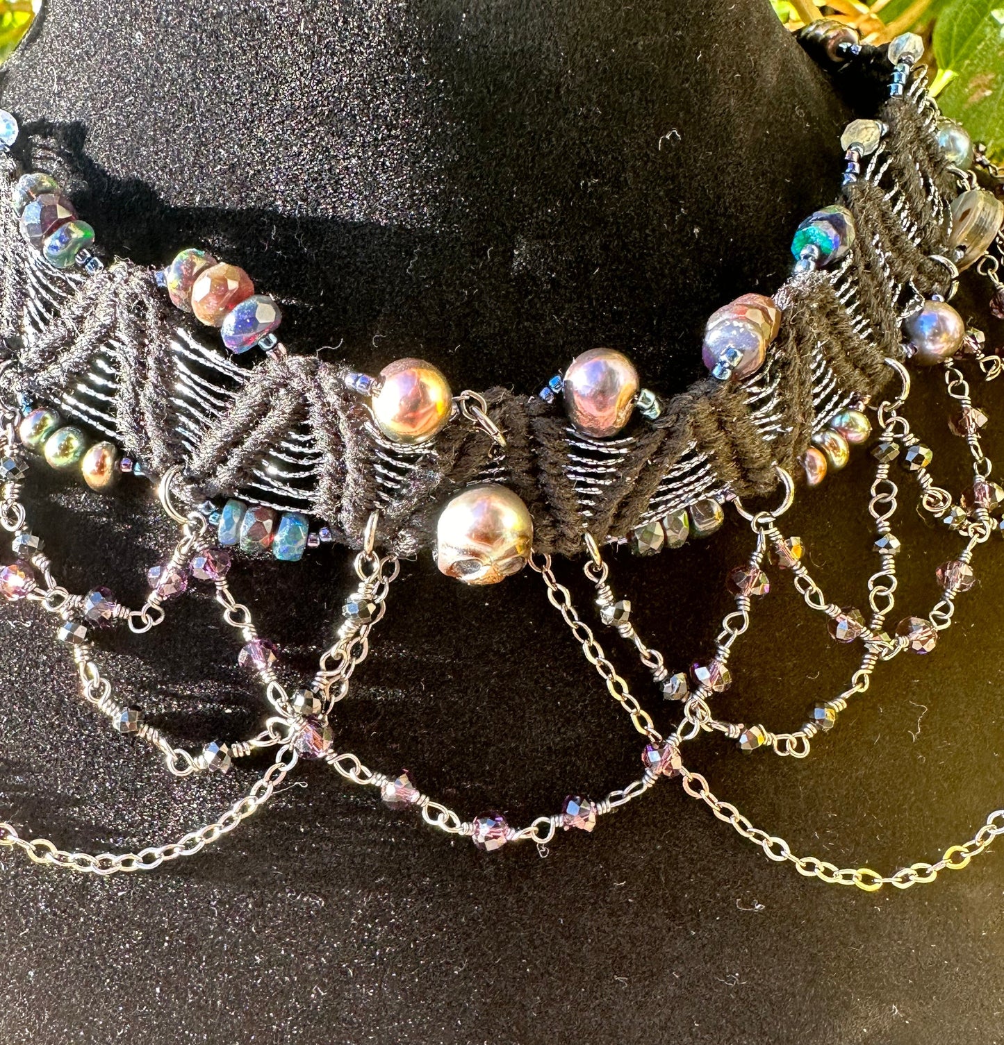 Black Pearl Skull Choker