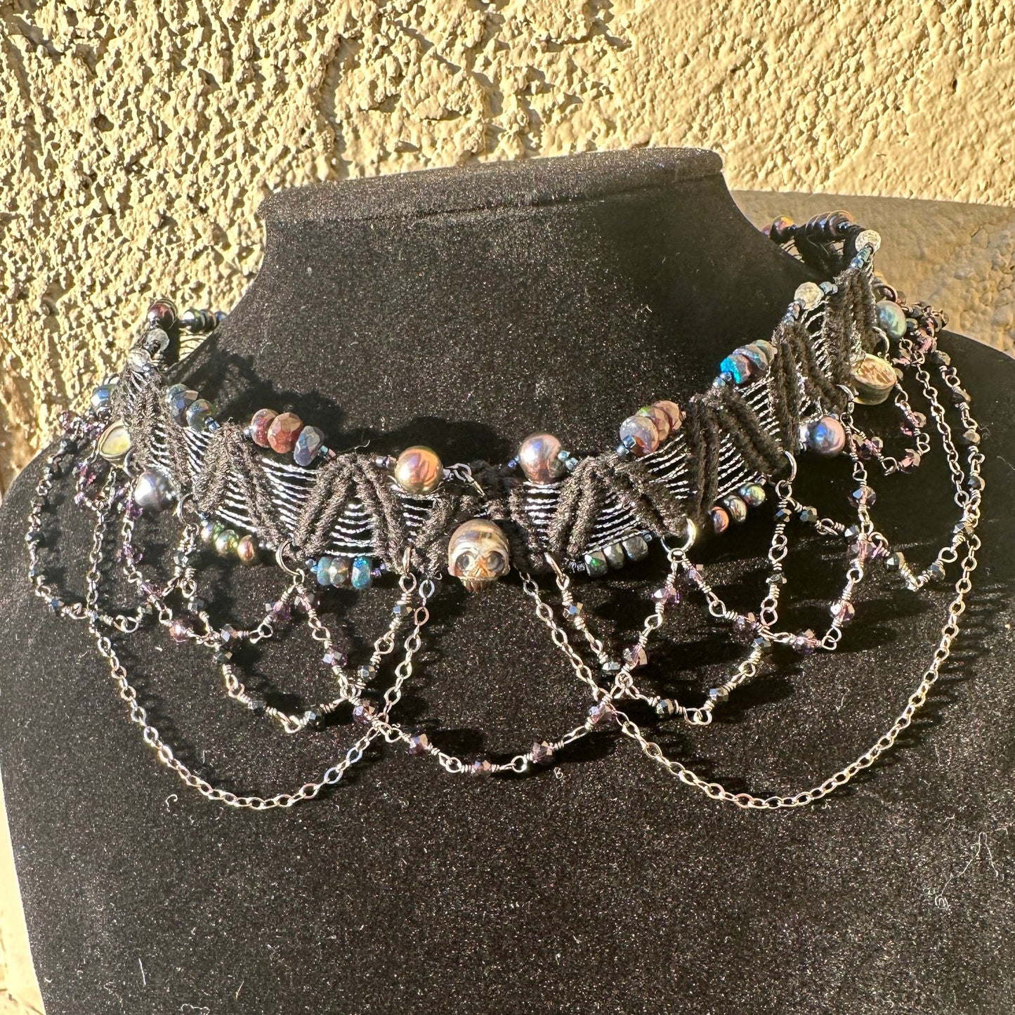 Black Pearl Skull Choker