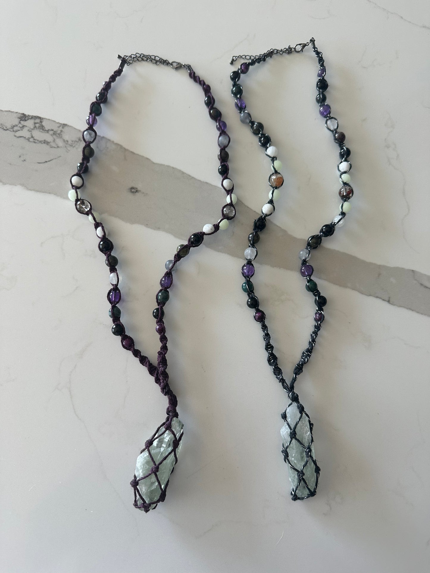 Green Amethyst Hemp Necklace