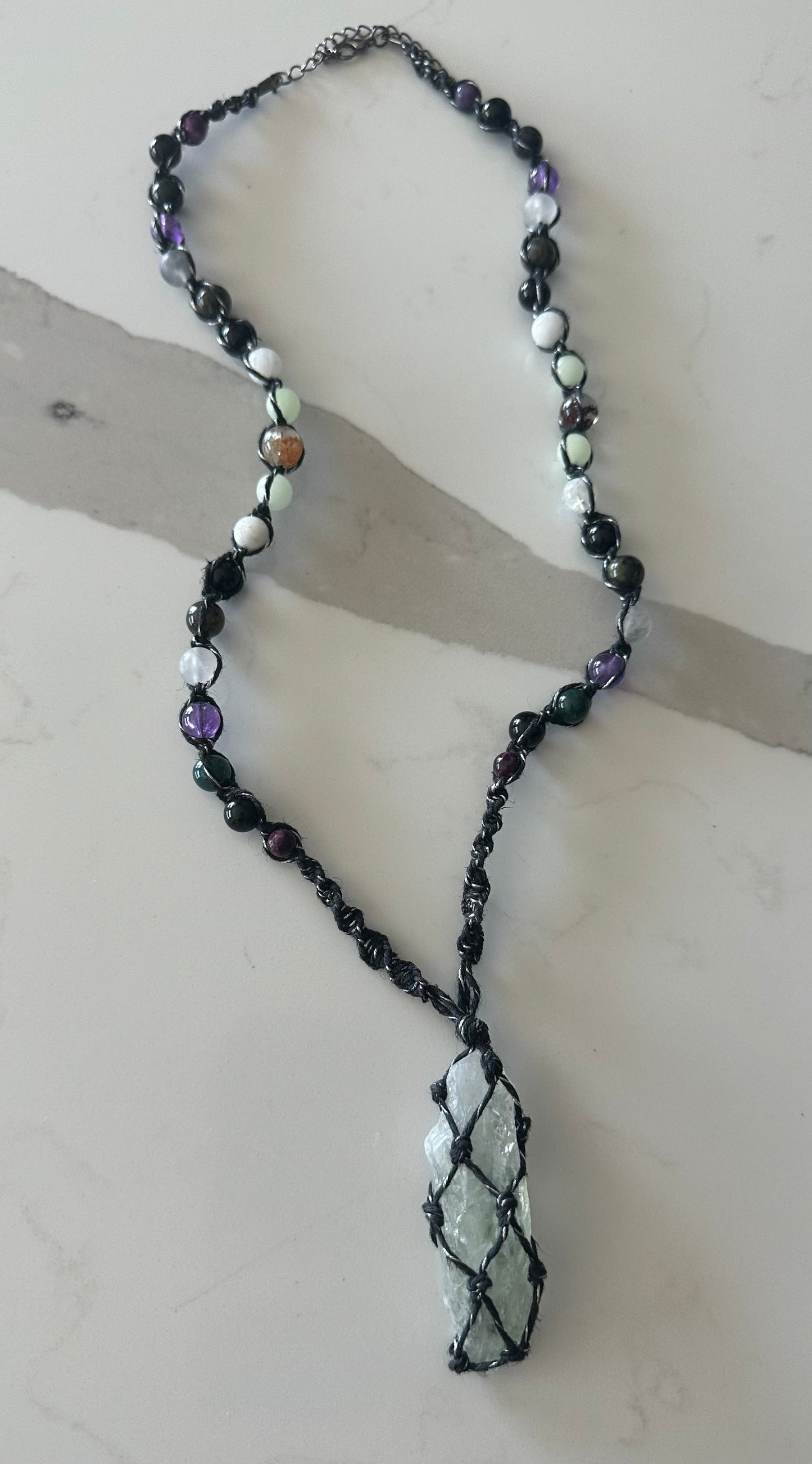 Green Amethyst Hemp Necklace