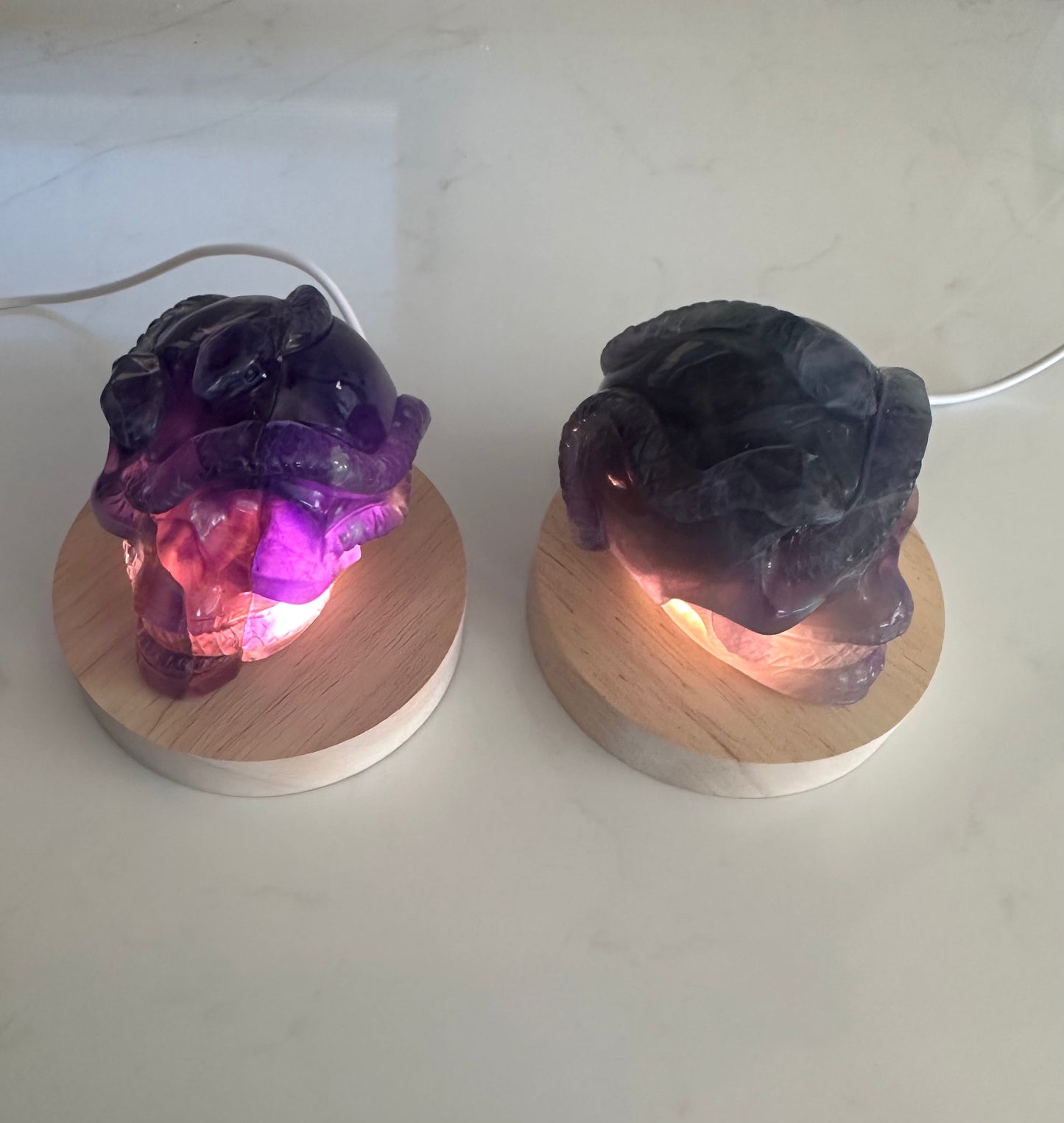 Rainbow Fluorite Snake Skull Carving
