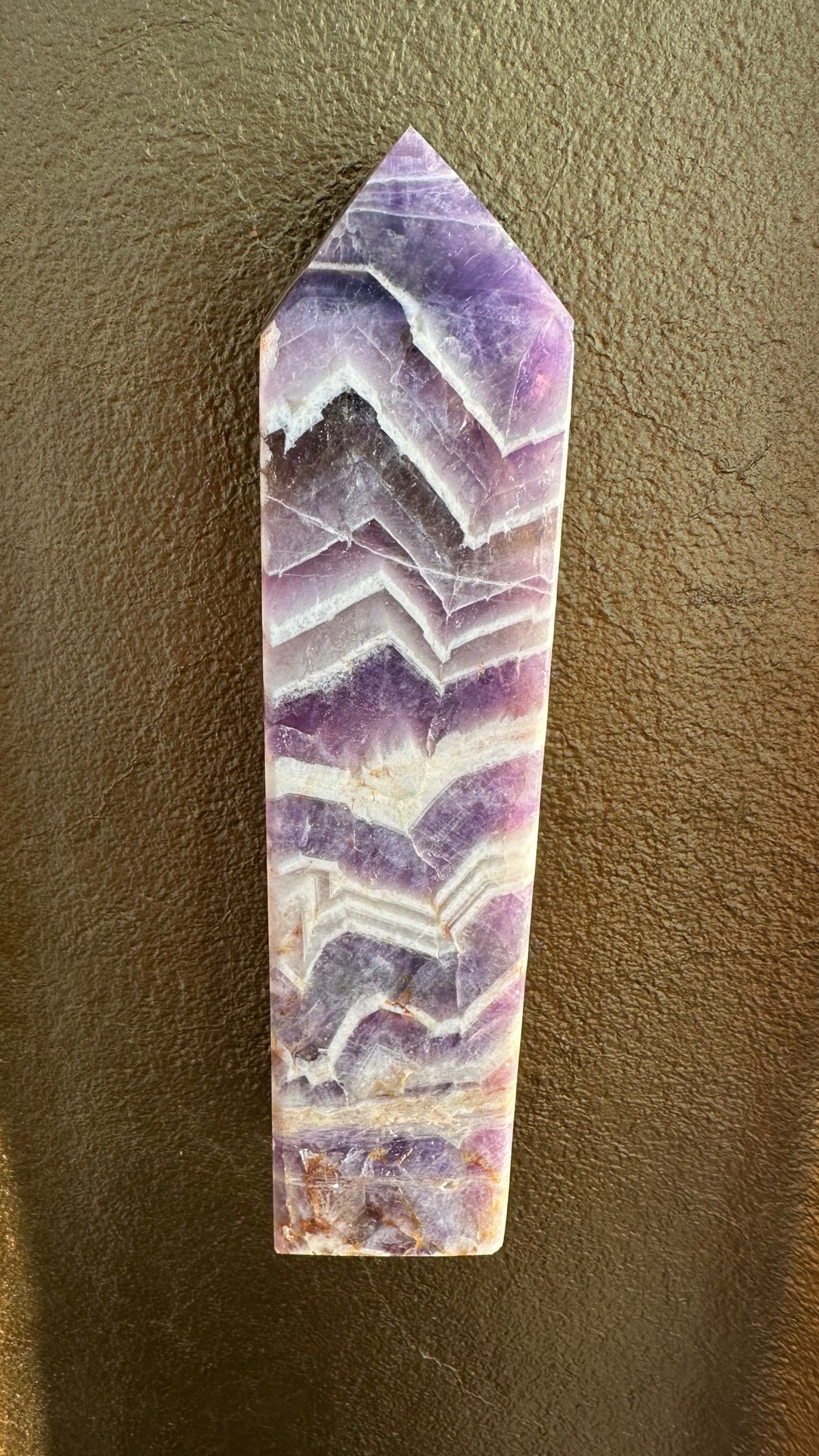Large Chevron Amethyst Obelisk