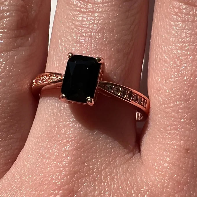 Black Spinel & White Topaz Ring
