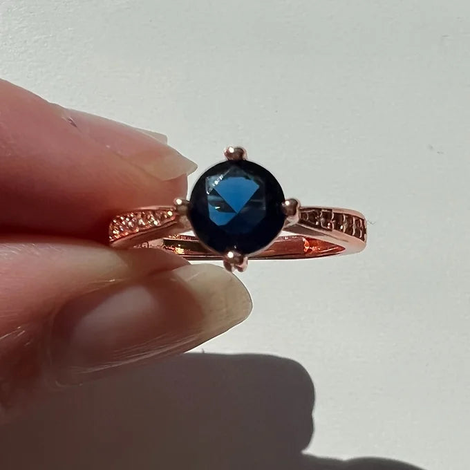 Blue Sapphire and White Topaz Ring