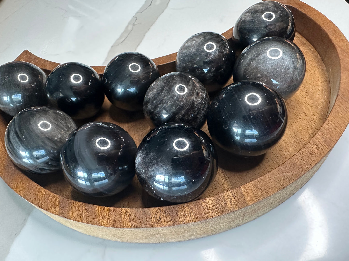 Silver Sheen Obsidian Spheres