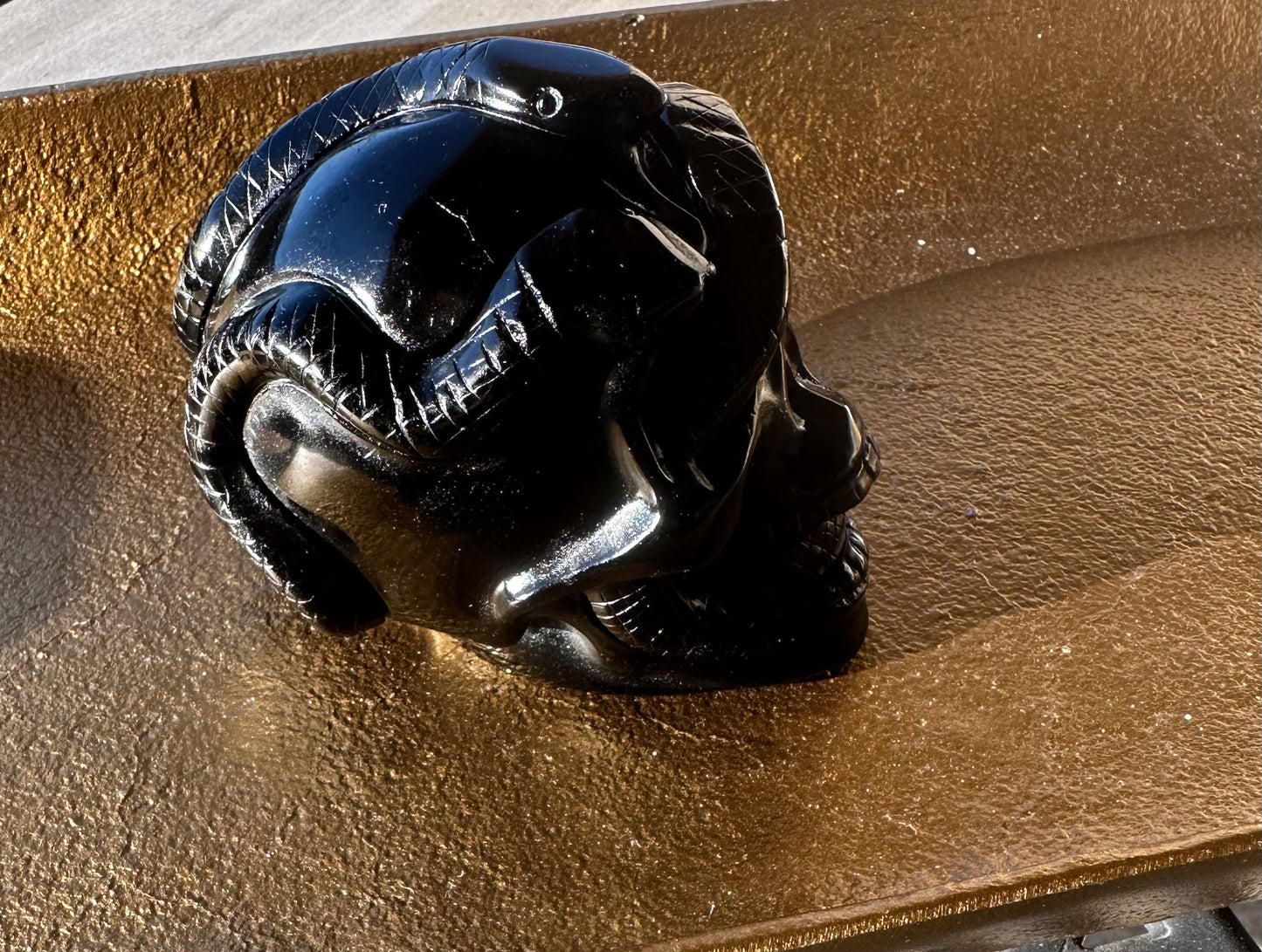 Black Obsidian Snake Skull