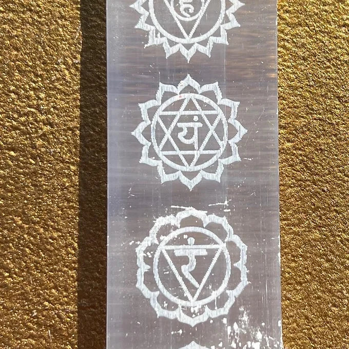 Carved Chakra Selenite Charging Plates