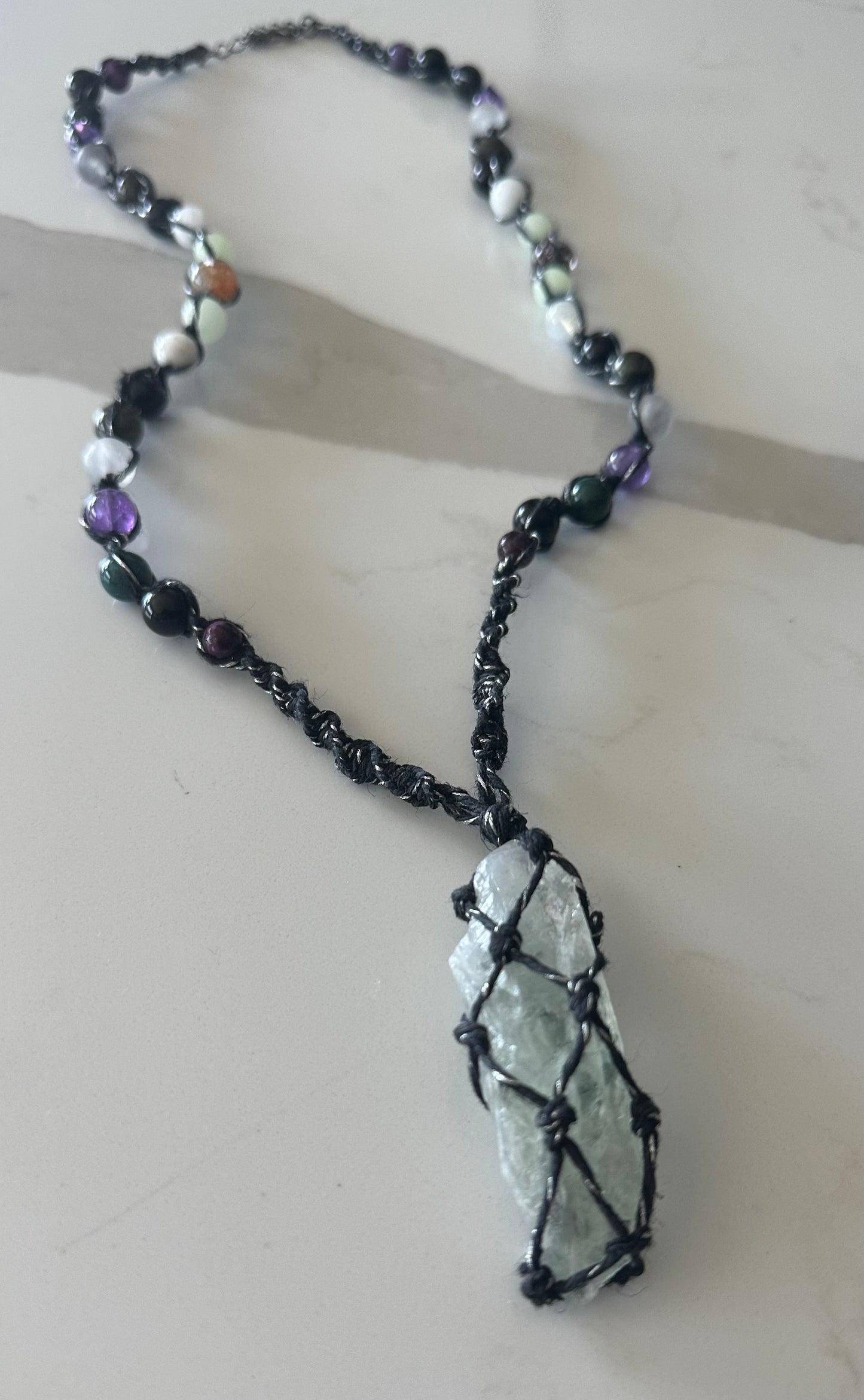 Green Amethyst Hemp Necklace