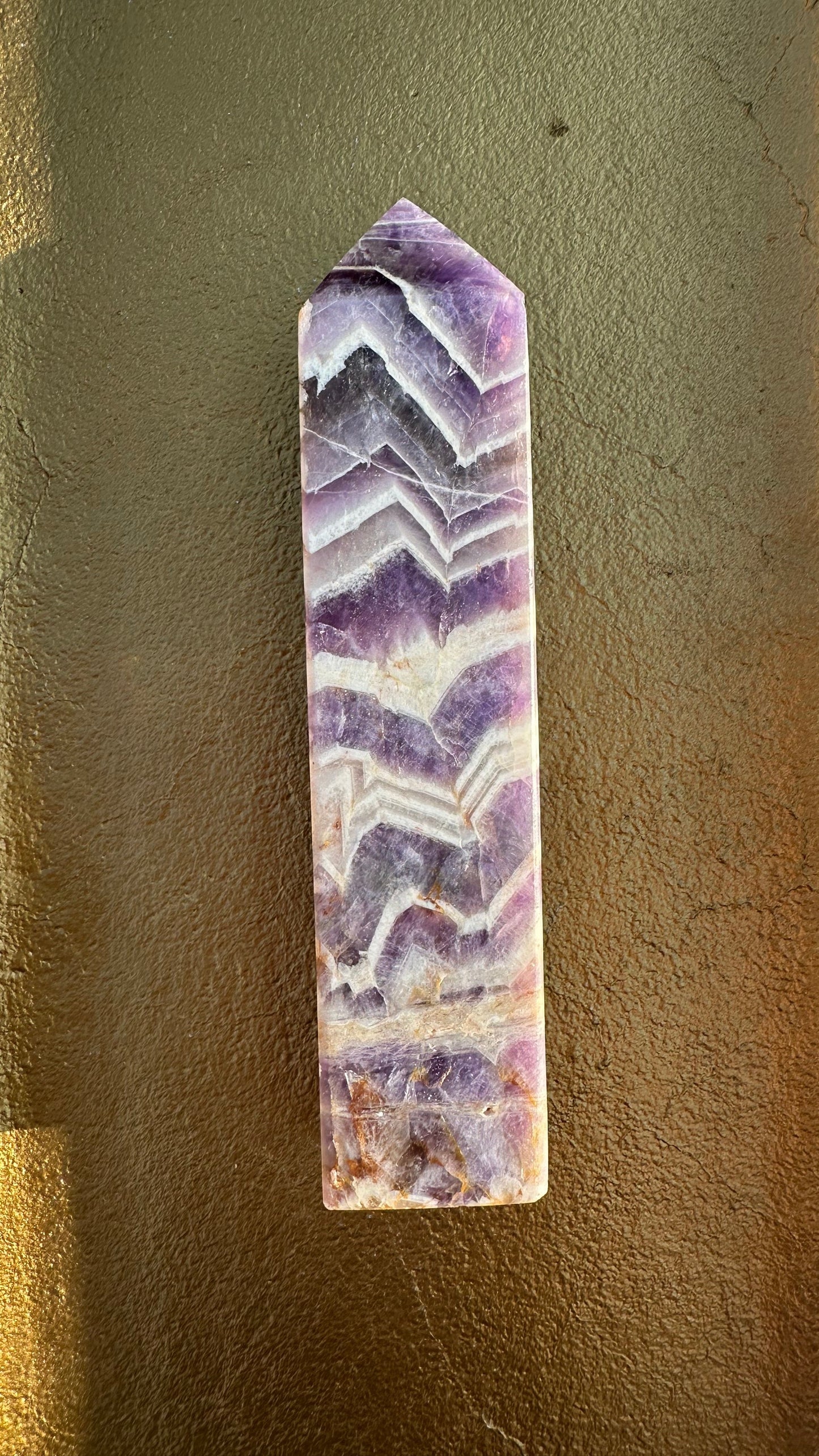 Large Chevron Amethyst Obelisk