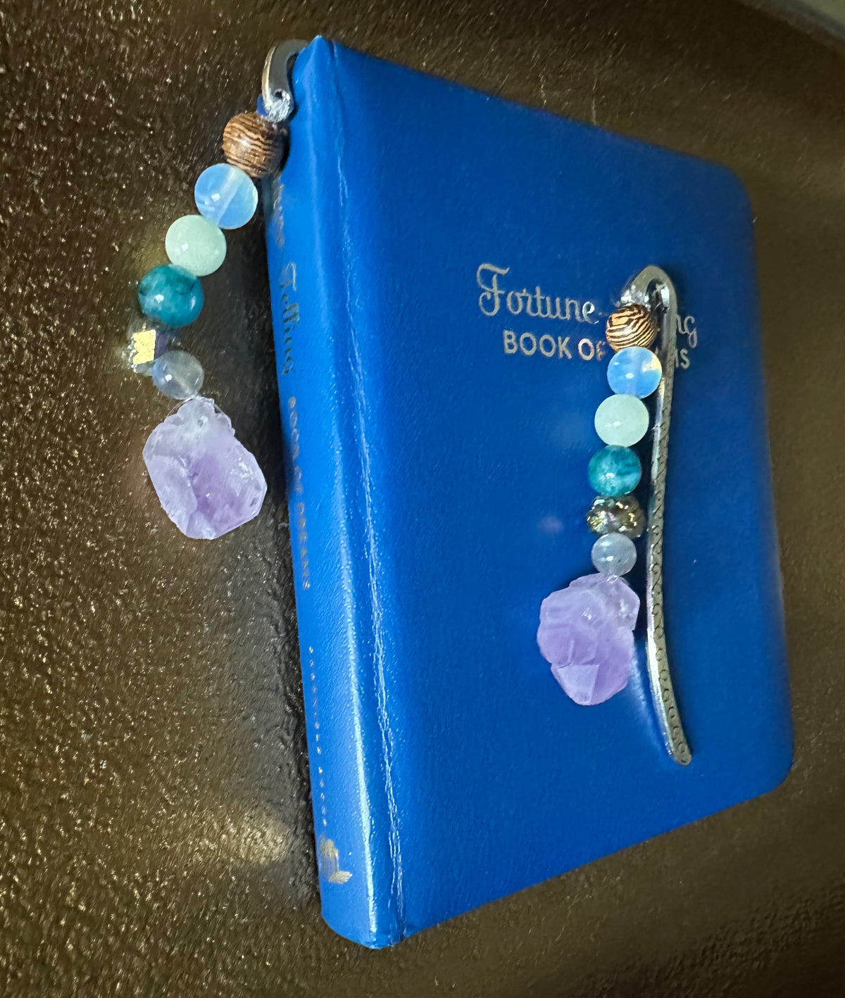Amethyst Glow Crystal Bookmark, Hand Beaded Spiritual Reading Charm