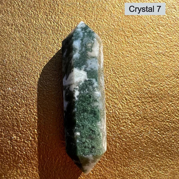 Double Terminated Moss Agate Wands