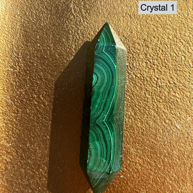 Double terminated malachite wands