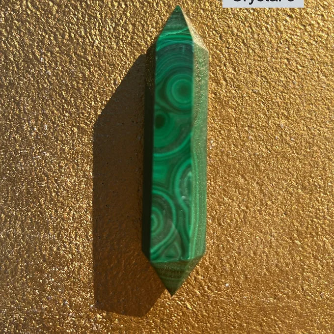 Double terminated malachite wands