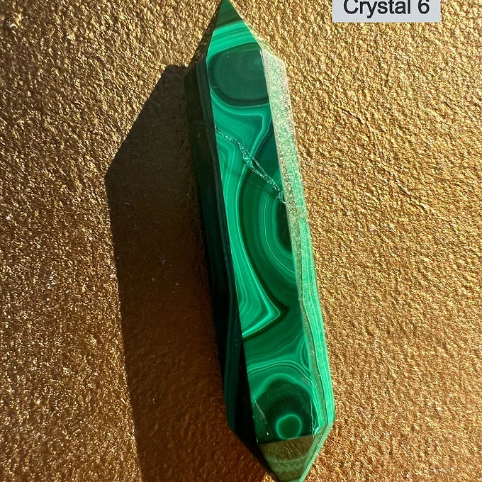 Double terminated malachite wands