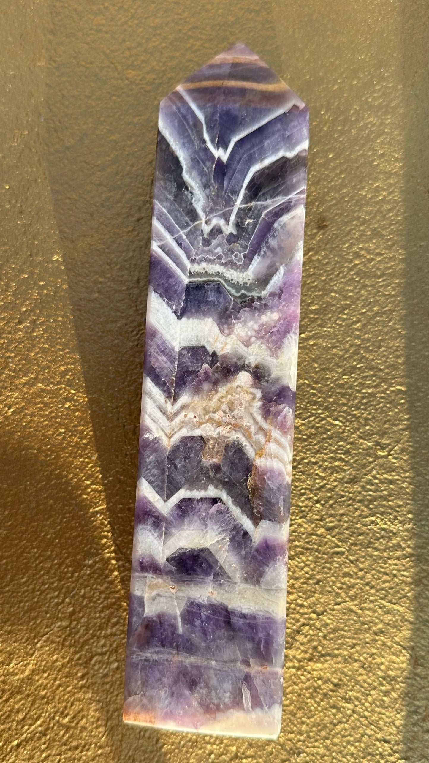 Large Chevron Amethyst Obelisk