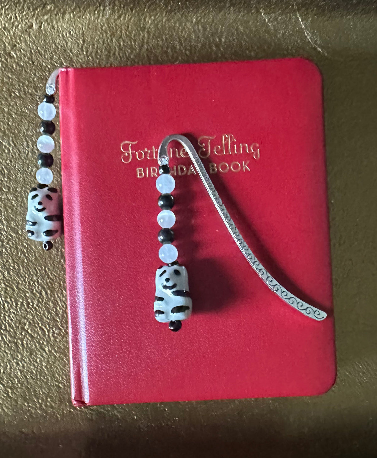 Handmade Beaded Panda Bookmark with Gemstones