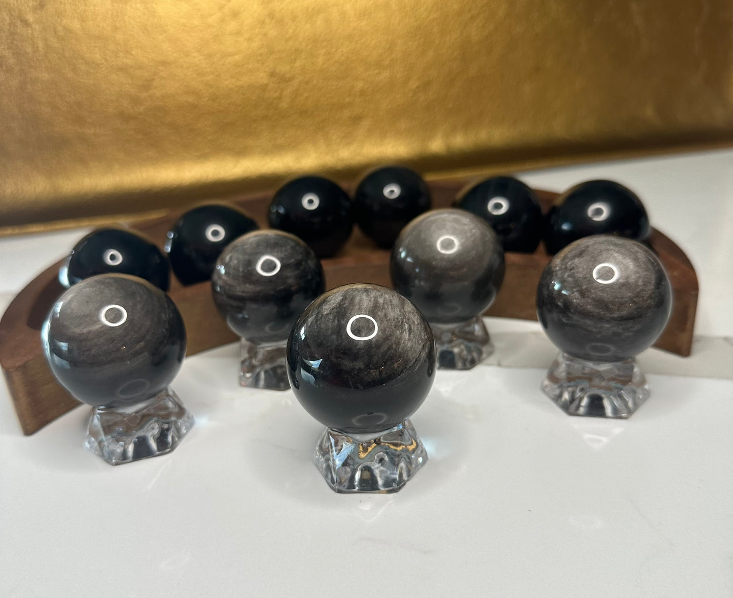 Silver Sheen Obsidian Spheres