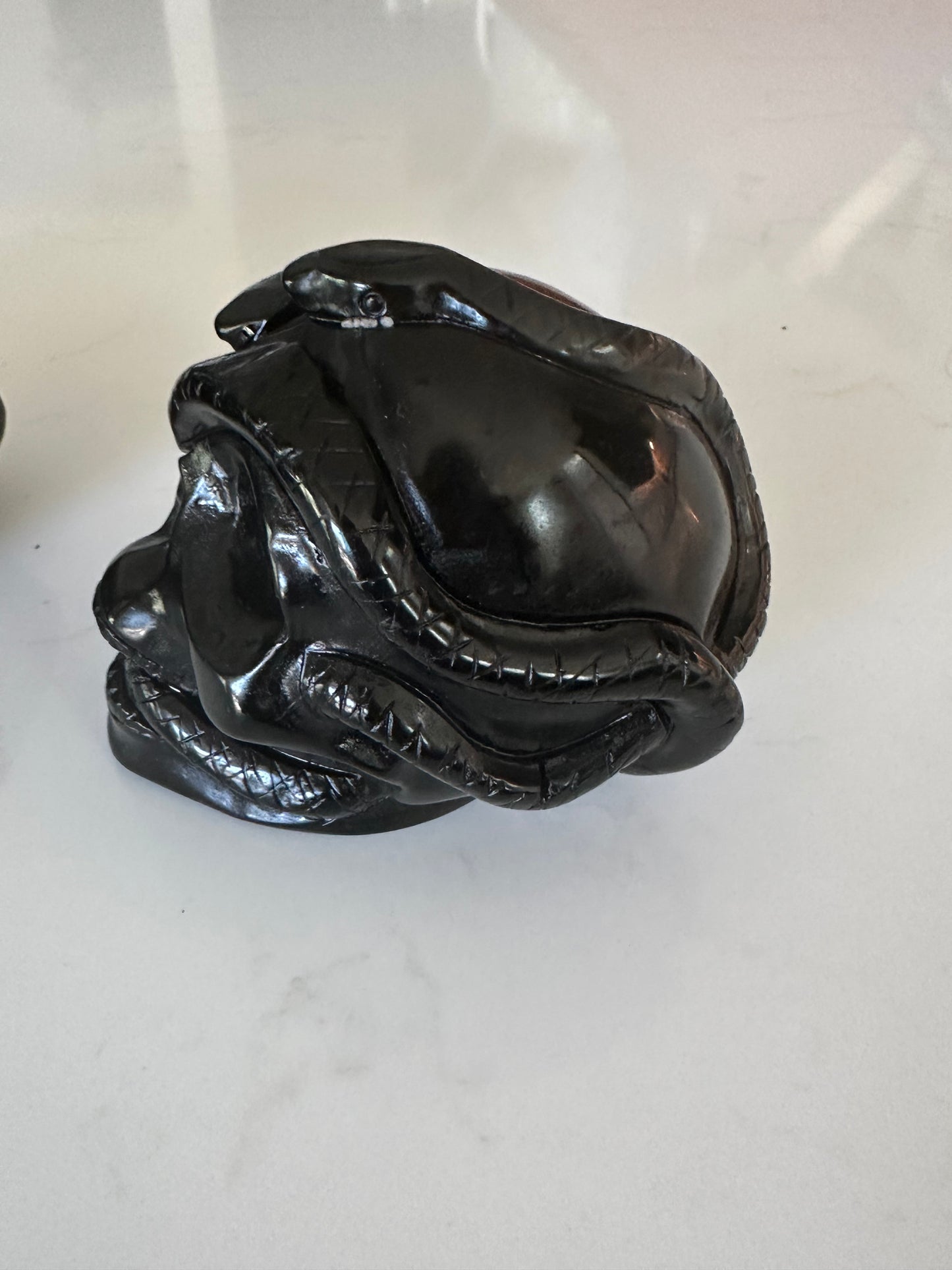 Black Obsidian Snake Skull