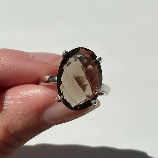 Faceted Smoky Quartz Ring