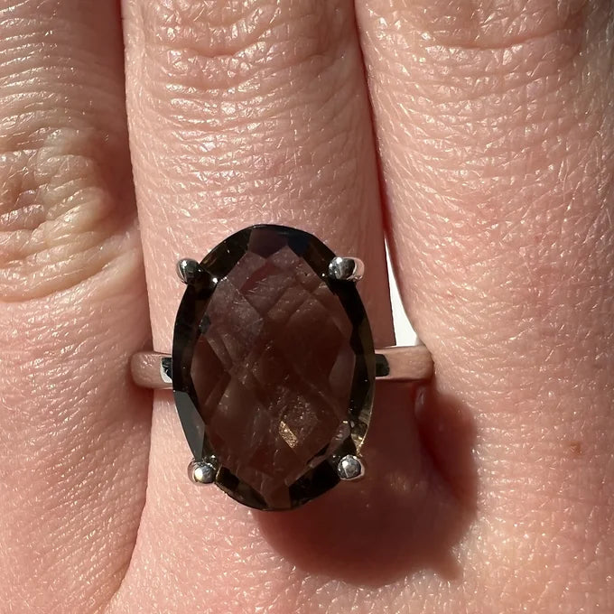 Faceted Smoky Quartz Ring