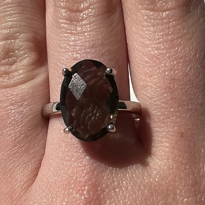 Faceted Smoky Quartz Ring