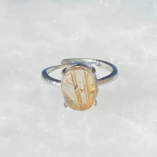 Gold Rutilated Quartz Ring