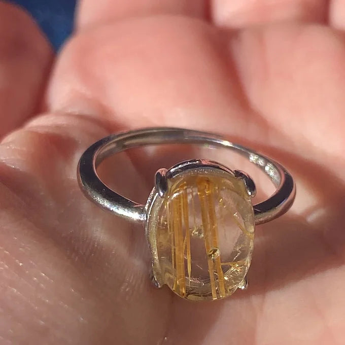 Gold Rutilated Quartz Ring