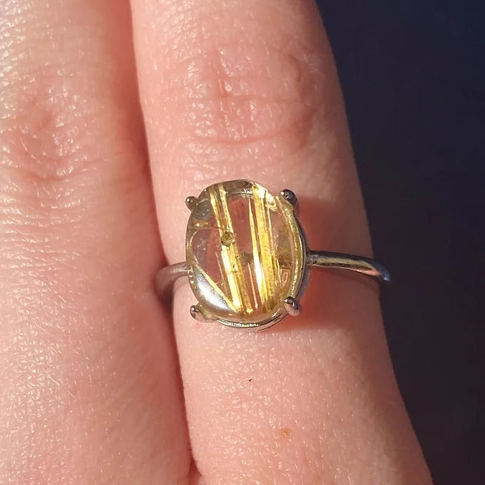Gold Rutilated Quartz Ring