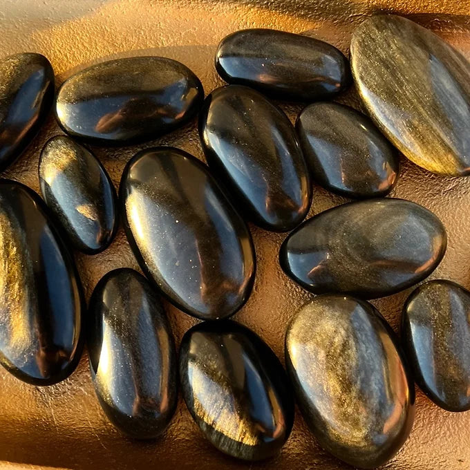 Gold Sheen Obsidian Palm Stone