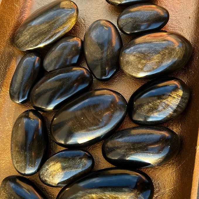 Gold Sheen Obsidian Palm Stone
