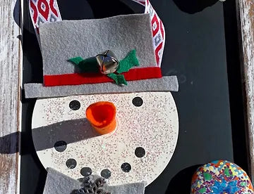 Gray and Red Snowman Ornament