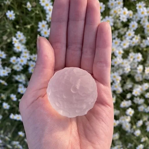 Hand Carved Full Moon Clear Quartz