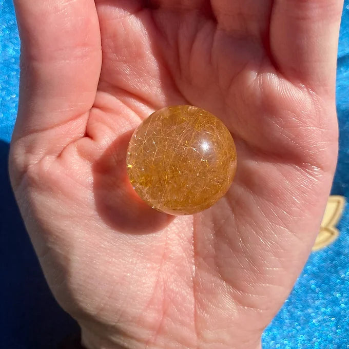 Mini Gold Rutile Quartz Spheres